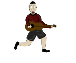 Character design of a man playing a guitar
