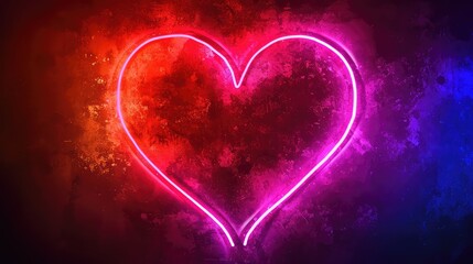 one neon heart is highlighted in hot pink. neon hearts are fixed on the wall with a rough texture.