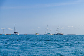 Fototapeta premium Modern yachts in Indian ocean near the Nungwi village, Zanzibar