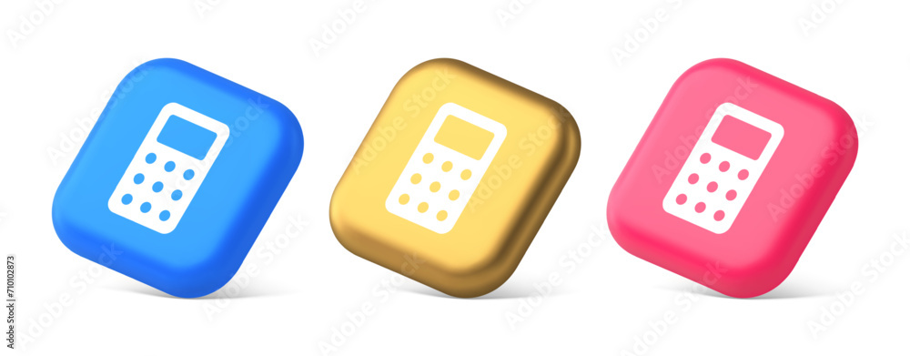 Fototapete calculator button mathematical number counting web application design 3d realistic isometric icon