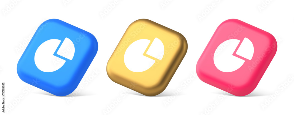 Poster chart pie diagram piece button business presentation financial report 3d realistic isometric icon