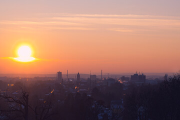 sunset in the city