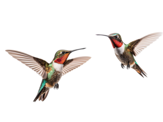 a couple of hummingbirds flying