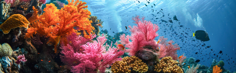Naklejka na ściany i meble Colorful coral reef in the sea