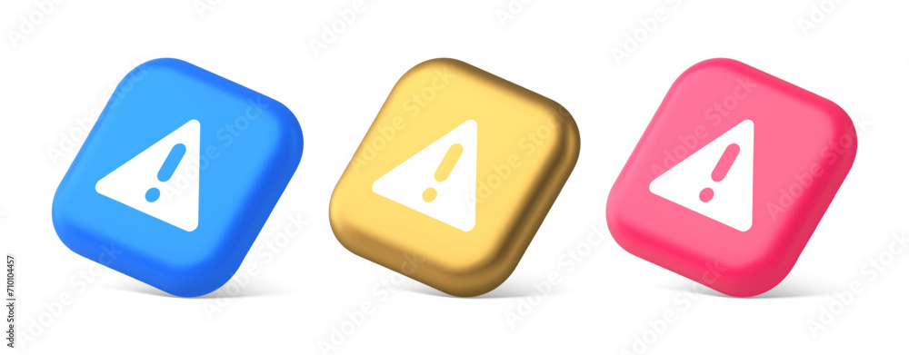 Poster exclamation point triangle button attention advice mark important information 3d isometric icon