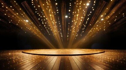 performance stage gold background illustration spotlight curtain, drama show, production actor performance stage gold background