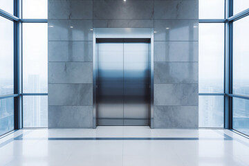 Elevator in modern concrete building.