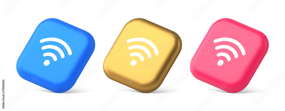 Poster wi fi internet connection button high speed wireless cyberspace digital network 3d isometric icon