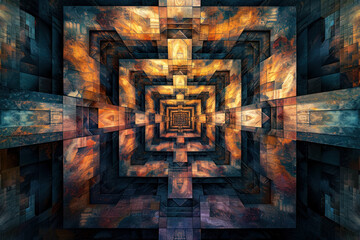 abstract multi-colored background from geometric shapes fractal - obrazy, fototapety, plakaty