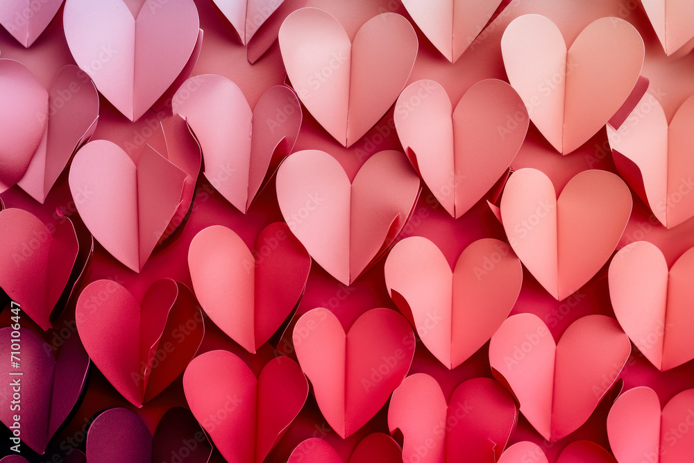 Poster Create a pattern of hearts with a gradient of red and pink colors