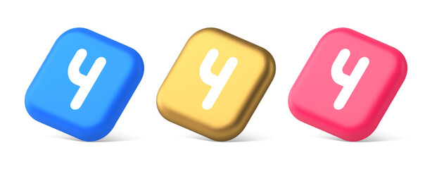 Four number squared button keyboard interface financial calculation service 3d isometric icon