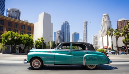 Vintage Car In Downtown Los Angeles, California