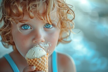 girl with ice cream, summer heat 