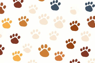 Fototapeta premium Illustration of colorful silhouette of a cat paw prints on white background