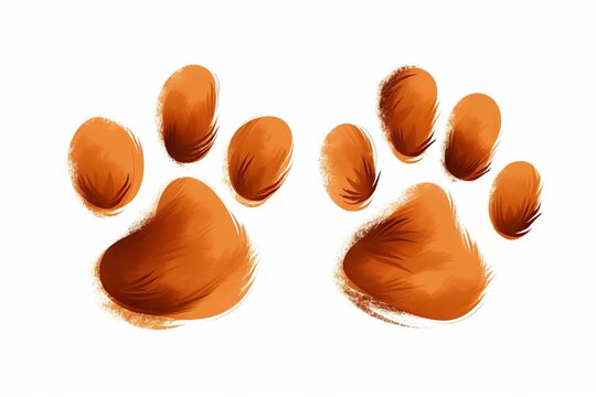 Illustration of brown silhouette of a dog paw prints on white background