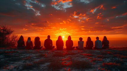Christian youth praying at sunrise