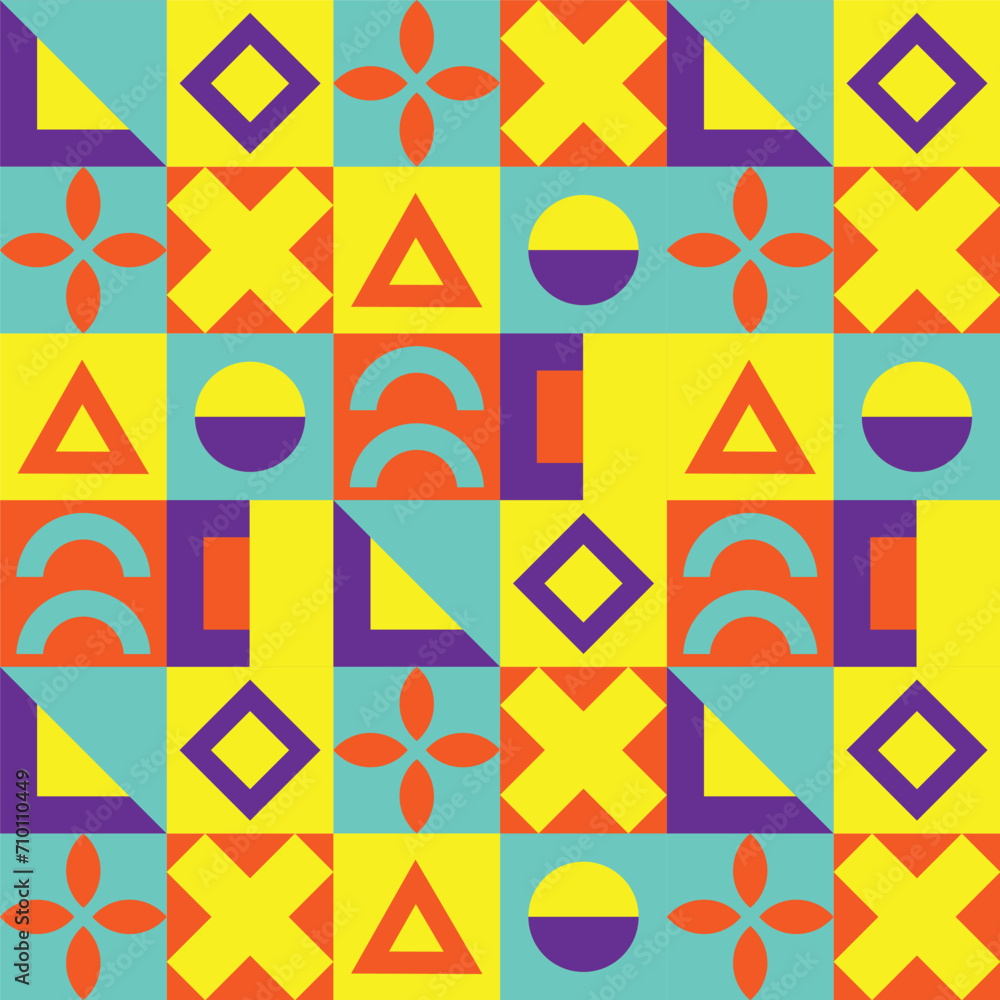 Poster flat square colorful geometric pattern banner and poster design background