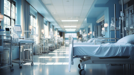 Picture of hospital ward, bed, medical equipment - obrazy, fototapety, plakaty