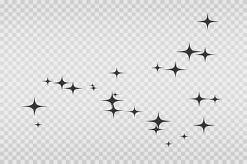 Shooting Star Black. Shooting star with an elegant star trail on a white background. Festive star sprinkles, powder. Vector png.	