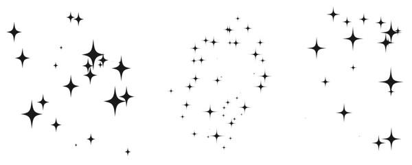 Shooting Star Black. Shooting star with an elegant star trail on a white background. Festive star sprinkles, powder. Vector png.	