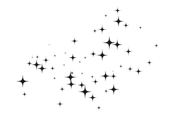 Shooting Star Black. Shooting star with an elegant star trail on a white background. Festive star sprinkles, powder. Vector png.	