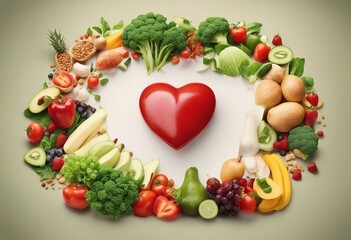 Background of healthy food for health heart Healthy food diet and healthy life concept World Heart Day Awareness of cardiovascular diseases including their prevention and their global impact
