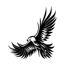 Obraz premium Hand-drawn vector design of an eagle in mid-flight, ideal for digital or print use.