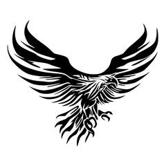 Fototapeta premium Hand-drawn vector design of an eagle in mid-flight, ideal for digital or print use.
