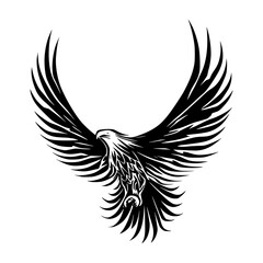 Hand-drawn vector design of an eagle in mid-flight, ideal for digital or print use.