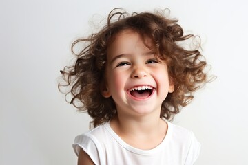 Portrait of cute child on white background