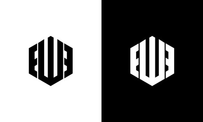 initials ew hexagon logo design vector