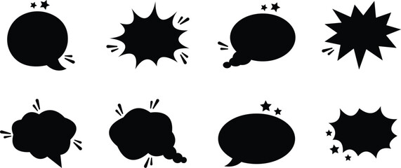 Fototapeta premium Bubble bursting shape icon in flat set. isolated on transparent background. bubbles starburst and sunburst of empty comic speech bubbles different Sound effects halftone shadows. vector for apps web