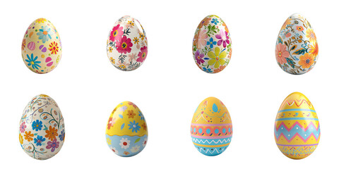 Colorful easter eggs collection in png no background for easter festival decoration. Created using generative AI.