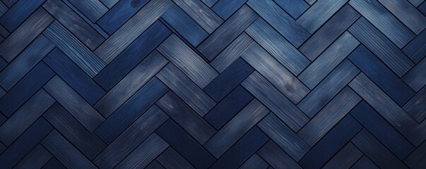 Indigo oak wooden floor background. Herringbone pattern parquet backdrop