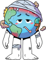 World situation sick sad cartoon