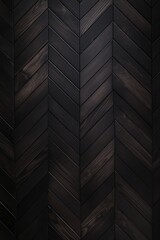 Ebony oak wooden floor background. Herringbone pattern parquet backdrop