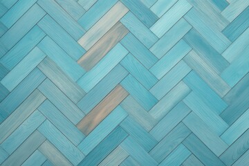 Cyan oak wooden floor background. Herringbone pattern parquet backdrop
