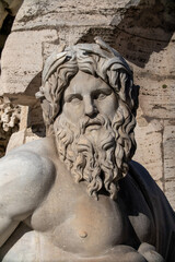 Die Statue des Ganges am Vierstr&ouml;mebrunnen in Rom Italien.