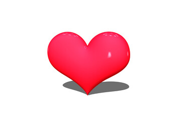 red heart big heart 3d yellow background