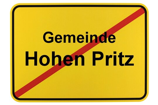 Illustration eines Ortsschildes der Gemeinde Hohen Pritz in Mecklenburg-Vorpommern
