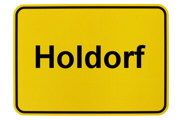 Illustration eines Ortsschildes der Gemeinde Holdorf in Mecklenburg-Vorpommern