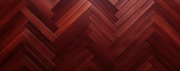 Crimson oak wooden floor background. Herringbone pattern parquet backdrop - obrazy, fototapety, plakaty