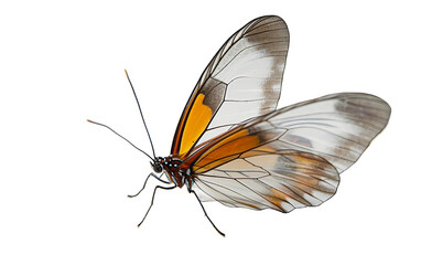 Fototapeta na wymiar Glasswing Butterfly on Transparent Background