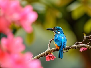 Beautiful colorful bird in tree.