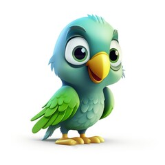 parrot 3d cute character modern illustration on white background