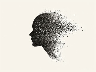 Vector logo of a human head made with a small dots.