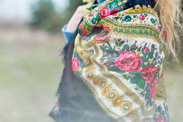 Abstract floral backdrop: Soft Focus on Embroidered Folk Pattern