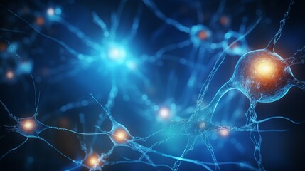 Vibrant and interconnected network of nerve cells as a captivating medical background