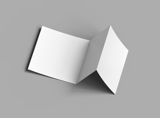 Blank square Z-fold brochure 3d render to present your design