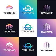 Tech house logo design vector